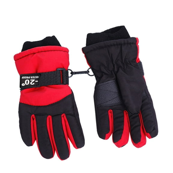 Splozh Toddler Mittens Waterproof Warm Snow Winter Outdoor Gloves Ski Warm Skating Kids Snowboarding Windproof Kids Gloves & Mittens Red,One Size