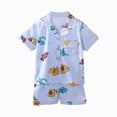 thumbnail image 1 of Splozh Toddler Pajamas Shorts Girls Pajamas Toddler 2 Piece Summer Cotton Tops and Short Pjs Soft Sleepwear Set for Kids,Sky Blue,2-3 Years, 1 of 3