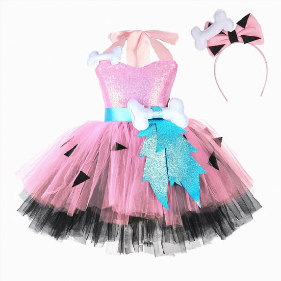 Splozh Toddler Party Dress Princess Dress Kids Girls Tutu Dress Headband 2 Piece Girls Kids Outfits Halloween Dress Set,Pink,9-10 Years