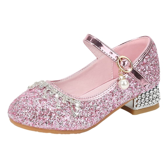 Splozh Toddler Princess Shoes Children's Girls' High Heeled Sandals Fashion Shoes with Bows Shoes Pink,US 2