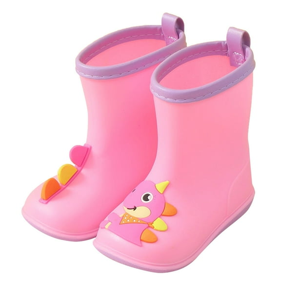 Splozh Toddler Rain Boots Easy On Toddler Rain Boots for Boys Girls Waterproof Lightweight Flexible Rubber Boots for Kids Pink,US 12
