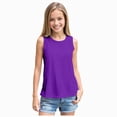 thumbnail image 1 of Splozh Toddler Shirts Girls 5-14 Years Girls Tops Breathable Solid Color Sleeveless Tank Top Summer Clothes,Dark Purple,5-6 Years, 1 of 4