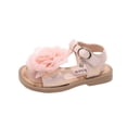 thumbnail image 1 of Splozh Toddler Shoes Flower Girl Shoes Summer Sandals for Girls Open Toe Soft Sole Party Wedding Sandals Flat Sandals Red,US 1, 1 of 9