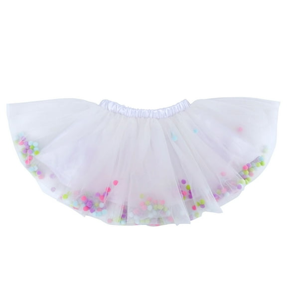 Splozh Toddler Skirt Christmas Girls Tutu Skirt Kids Bowknot Layered Dance Skirt Gymnastic Party Ballet Dress White,1-2 Years