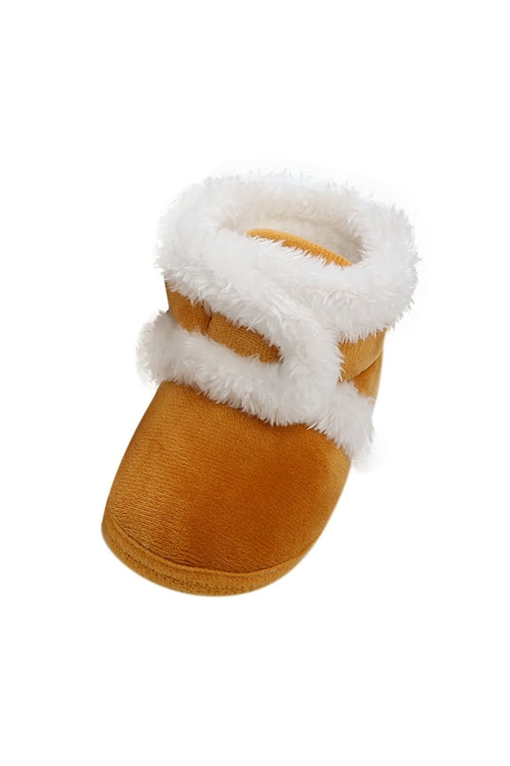 Toddler Slippers Girl Boy House Shoes Fuzzy Hard Bottom Winter Boots Baby Cozy Walking Sock Shoes for 12-18 Months,Coffee