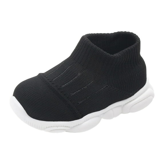 Splozh Toddler Sneakers Baby and Toddler Socks Shoes Mesh Breathable Shoes Casual Solid Color First Walking Shoes Black,US 5.5
