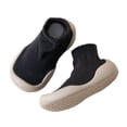 thumbnail image 1 of Splozh Toddler Sneakers for Girls Boys Toddler First Shoes Solid Color Baby Floor Sock Shoes Combed Cotton Soft Sole Indoor Booties Black,12-18 Months, 1 of 4