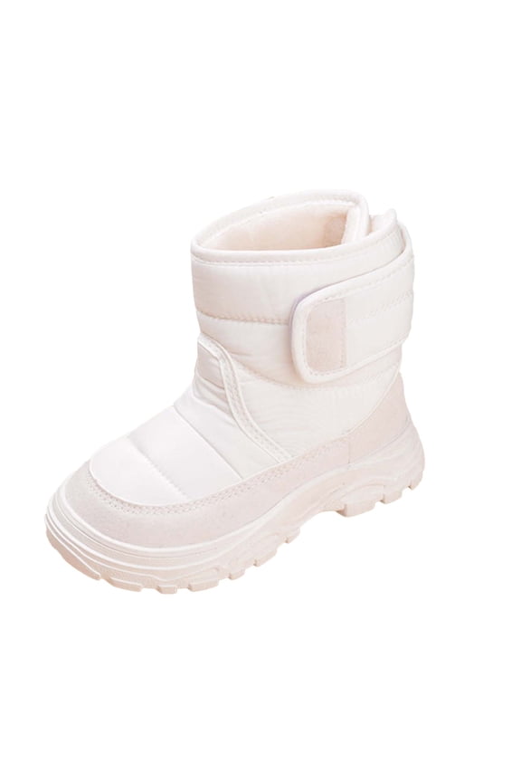 Toddler Snow Boots Boys Girls Winter Warm Shoes High Top Outdoor Sneakers for Cold Weather,White 8