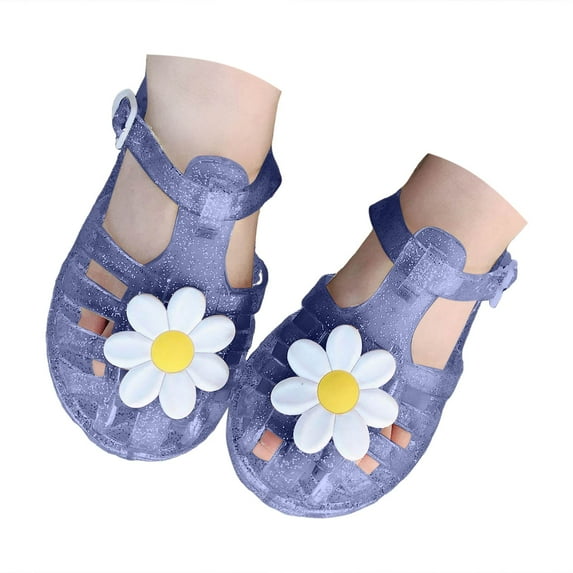Splozh Toddler Summer Shoes Summer Sandals for Girls Jelly Sandals Closed Toe Beach Summer Sandals Kids Princess Dress Shoes Purple,US 6.5