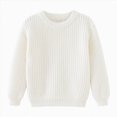 thumbnail image 1 of Splozh Toddler Sweaters Girls 12 18 24 Months 3T 4T 5T Girls Long Sleeve Shirts Knit Sweaters Kids Tops Crew Neck Casual Tees Basic Undershirts,White,4-5 Years, 1 of 7