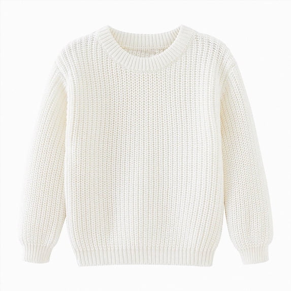 Splozh Toddler Sweaters Girls 12 18 24 Months 3T 4T 5T Girls Long Sleeve Shirts Knit Sweaters Kids Tops Crew Neck Casual Tees Basic Undershirts,White,4-5 Years