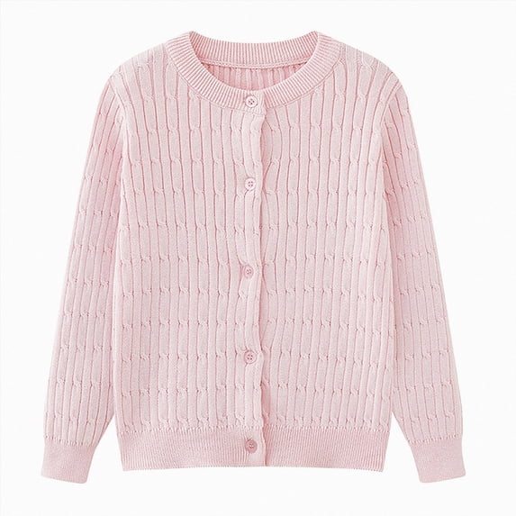 Splozh Toddler Sweaters Girls 3-10 Years Kids Baby Girl Thin Sweater Solid Cardigans Baby Girls Long Sleeve Coat Cardigan for Fall,Pink,4-5 Years