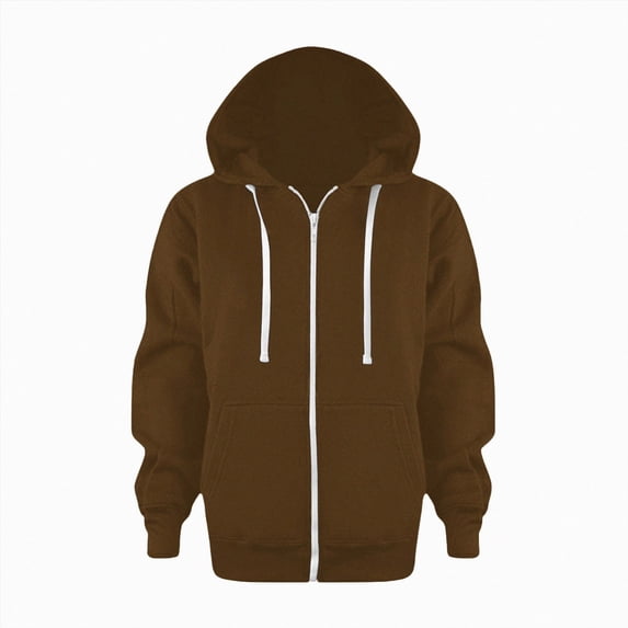 Splozh Toddler Sweatshirt Girl Sweatshirt Solid Color Zip Up Hoodie Long Sleeve Jackets Top Kids Boys Coat,Brown,5-6 Years