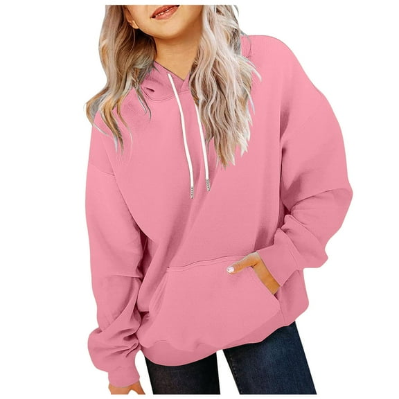 Splozh Toddler Sweatshirts Girls Long Sleeve Hooded Sweatshirt Thick Graphic Hoodie Cute Pullovers Tops Pink,4-5 Years