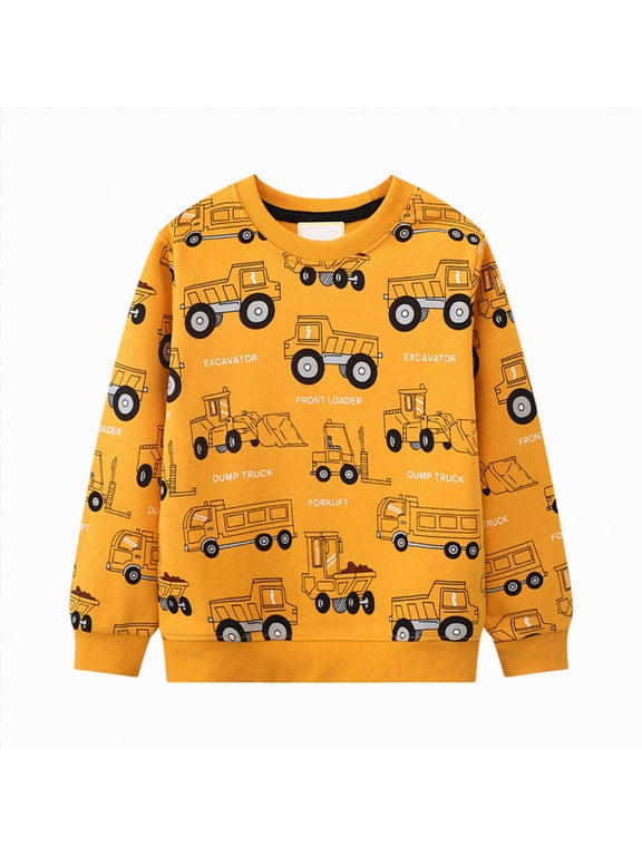 Toddler Sweatshirts Toddler Baby Boy Girl Outfit Sweatshirts Long Sleeve Crewneck Pullover Kids Fall Winter Clothes,Yellow,6-7 Years