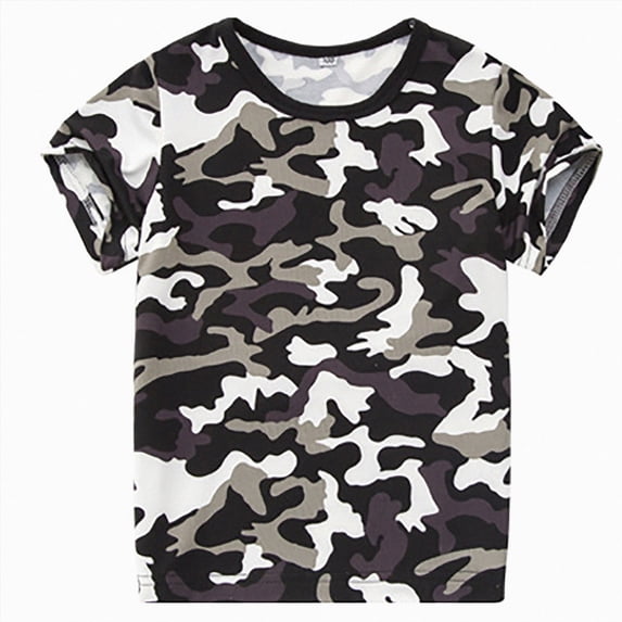 Splozh Toddler T Shirts Boys Fashion Soft Boy Camouflagess T Shirt Camo Short Sleeve Tee Shirts for Boys Girls 2-14 Years T Shirts Tops,Grey,2-3 Years