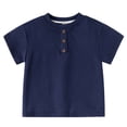 thumbnail image 1 of Splozh Toddler T Shirts Toddler Short Sleeve Cotton Shirt Boys Ribbed T Shirt Summer Tops Navy,8-10 Years, 1 of 5
