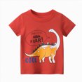 thumbnail image 1 of Splozh Toddler Tshirts Boys Fashion Soft Toddler Kids Baby Boys Cartoon Dinosaur Short Sleeve Crewneck T Shirts Tops Tee Clothes for 1-7 Years,Red,2-3 Years, 1 of 3