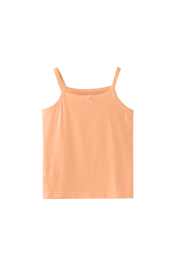 Toddler Tshirts Toddler Tank Tops Cotton Soild Sleeveless Sports Dance Top Ballet Gymnastics Dancewear Orange,5-6 Years