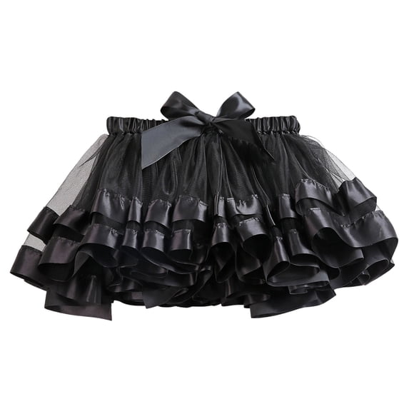 Splozh Toddler Tutu Skirt Mini Skirts Baby Girl's Tutu Tulle Skirt with 3 Layers Tutu Skirt for Kids Brithday Outfit 5-8 Years,Black