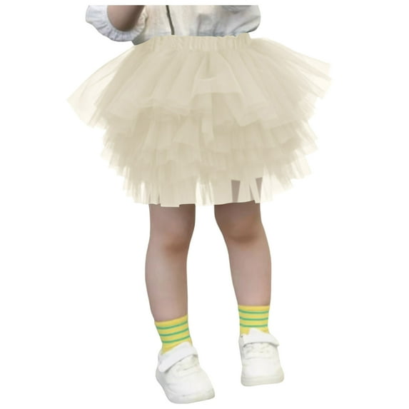 Splozh Toddler Tutus Christmas Girls Layered Tutu Skirt Dance Dress Ruffle Tiered Clubwear Toddler Tutu Girls Clothes Beige,3-4 Years