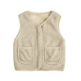 thumbnail image 1 of Splozh Toddler Vest Baby Boys Girls Winter Vest Fleece Zip up Cute Soft Waistcoat Jackets White,7-8 Years, 1 of 4