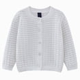 thumbnail image 1 of Splozh Toddler and Baby Girls' Lightweight Cotton Cardigan Sweater Long Sleeve Crewneck Knit Sweatshirt Jacket Cardigan for Girls,White,5-6 Years, 1 of 5