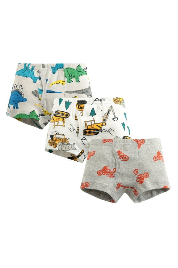 Trainers Cotton Training Pants Kids Children Boys Underwear Cute Boxer Brief Shorts Pants Cotton Underwear Trunks 3PCS Red,5-6 Years