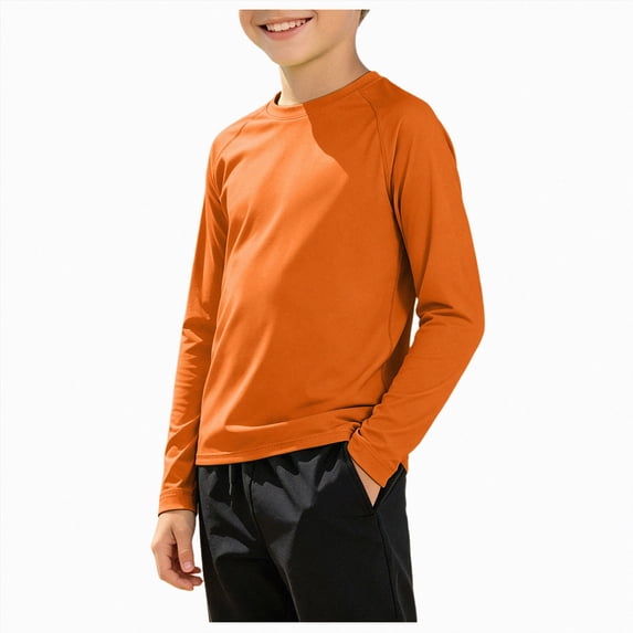 Splozh Tshirts for Kids Boys Fashion Soft Boys Pullover Sun Shirt Comfortable Breathable Lightweight Sun Outdoor Beach Hiking T Shirt,Orange,9-10 Years