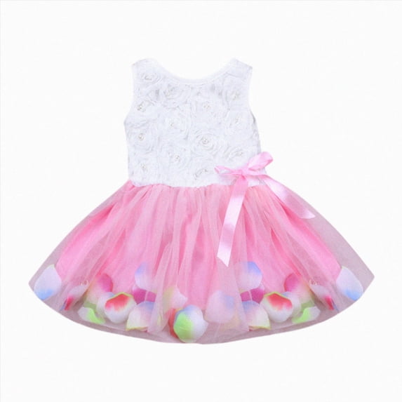 Splozh Tutu Dress for Girls Princess Dress Toddler Infant Bowknot Tutu Dress Tulle Dresses Baby Girls Flower Gown Outfits,Pink,1-2 Years