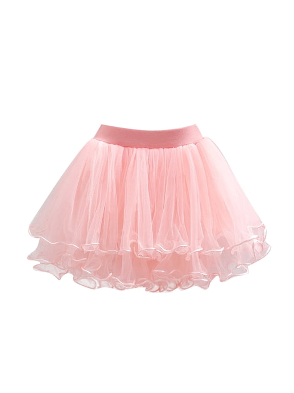 Tutu Skirt for Girls Tulle Skirt Girls Tutu Skirt Solid Party Mesh Tulle Princess Short Skirt Casual Cute Performance Dress 12-18 Months,Pink