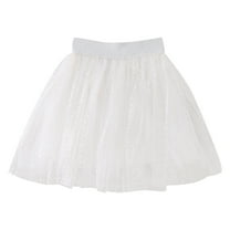 Splozh Tutu Skirts for Toddler Girls Baby Girl's Rainbow Tutu Skirt Layer Tulle Princess Ballet Dress Party Casual White,4-5 Years