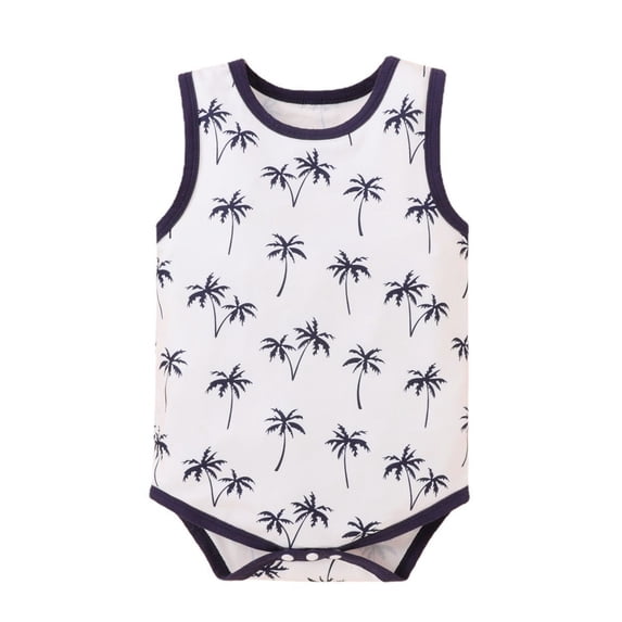 Splozh Unisex Baby Cotton Sleeveless Bodysuits Baby Boys Girls Letter Cute Cartoon Sleeveless Romper Clothes Blue,3-6 Months