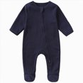thumbnail image 1 of Splozh Unisex Clothing 3 6 9 12 Months Baby Clothes Footed Zipper Newborn Comfy Cotton Unisex Cute Boy Girl Rompers,Navy,0-3 Months, 1 of 4