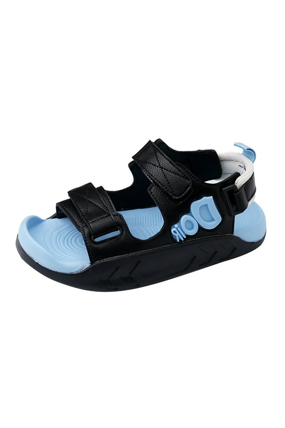 Unisex Kids Summer Slide Sandals Baby Comfort Anti-Slip Open Toe Adjustable Walking Beach Shower Shoes,Black 10.5