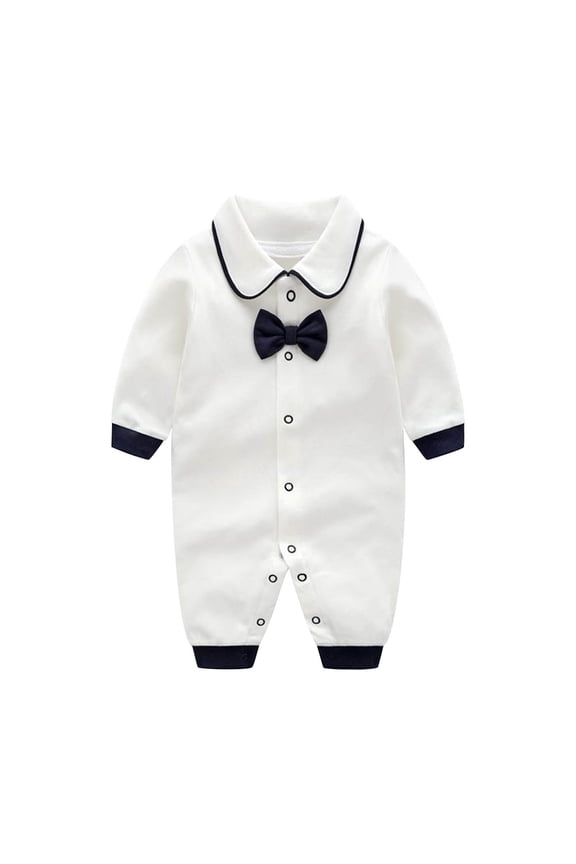 Unisex Newborn Clothes Baby Boys Bow Long Sleeve Bodysuit Wedding Jumpsuit Baptism Outfit Photoshoot Outfits B,9-12 Months
