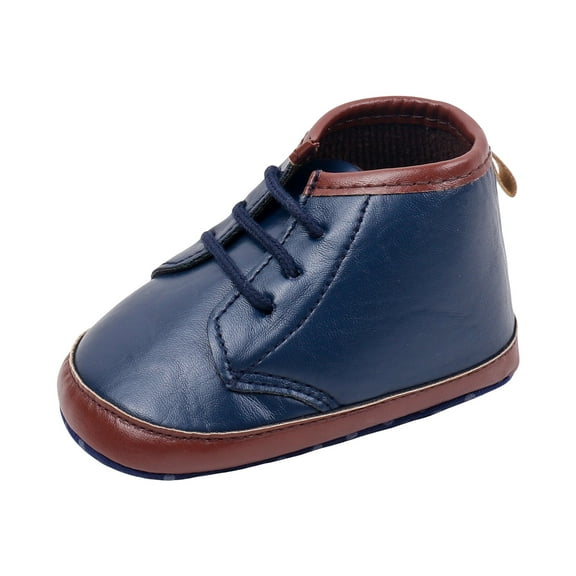 Splozh Walking Shoes Baby Baby Walking Shoes with Fleece Warm and Comfortable Leather Lace Up Design Blue,US 4