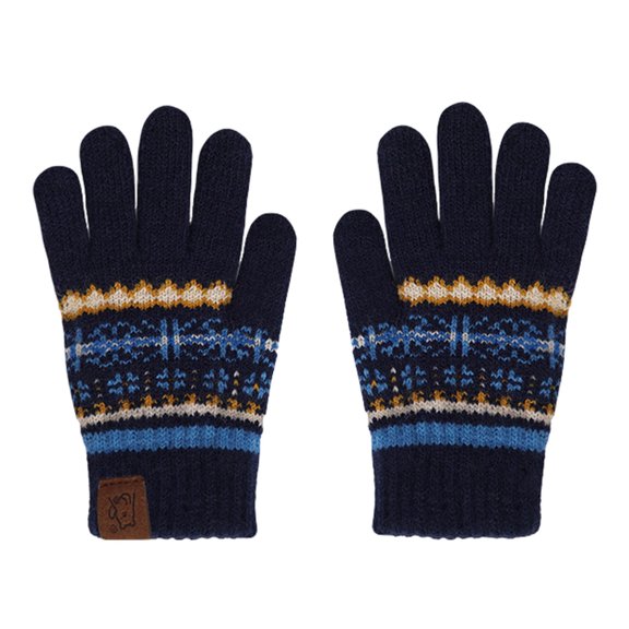 Splozh Waterproof Gloves Childrens Winter Gloves Grid Gloves for Boys and Girls with Thick Velvet Warmth Gloves Navy,One Size