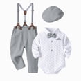 thumbnail image 1 of Splozh Wedding Outfit for Baby Boy Baby Boy Suit Gentleman Outfit Clothes Infant Tuxedo Dress Shirt+Suspender Pants+Bowtie+Hat,Grey,3-6 Months, 1 of 9