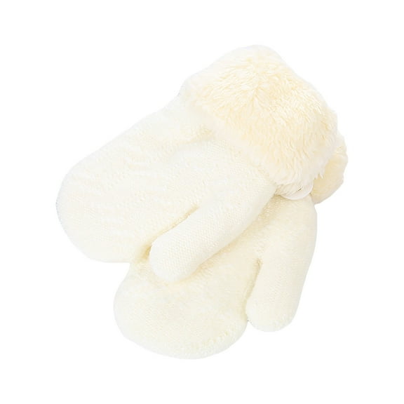 Splozh Windproof Waterproof Warm Gloves Baby Girl Mittens Fleece Toddler Boy Mittens Warm Kids Winter Gloves Unisex Cold Weather Baby Gloves White,0-36 Months
