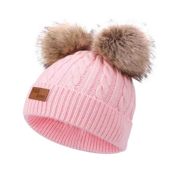 Splozh Winter Baby Beanie Toddler Baby Knit Hat Scarf Winter Warm Cap with Circle Loop Scarf Baby Hat Pink,1-4 Years