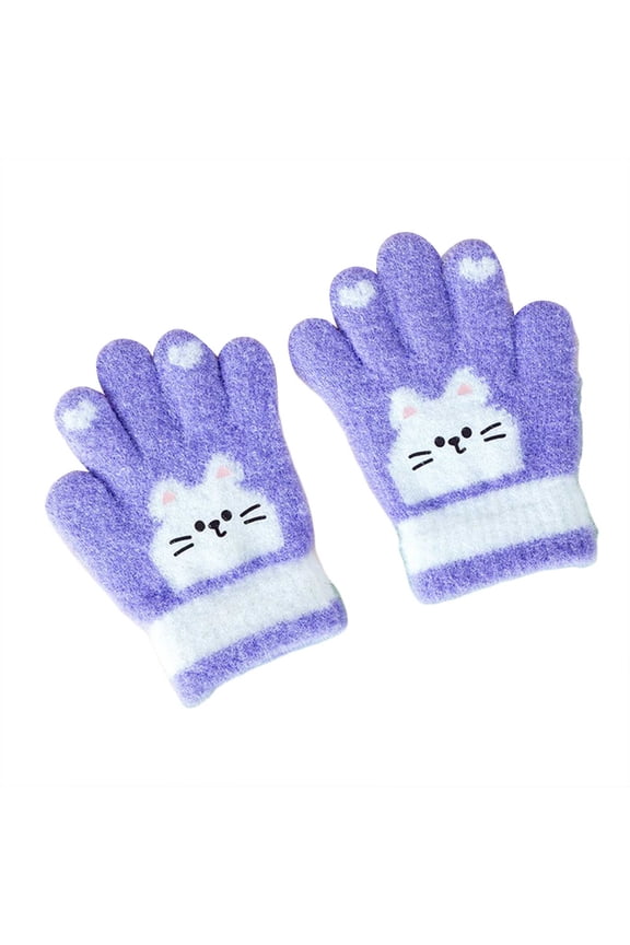 Toddler Gloves Winter Waterproof Kids Winter Gloves for Boys Girls Children Full Fingers Stretchy Warm Mittens Baby Purple,2-4 Years