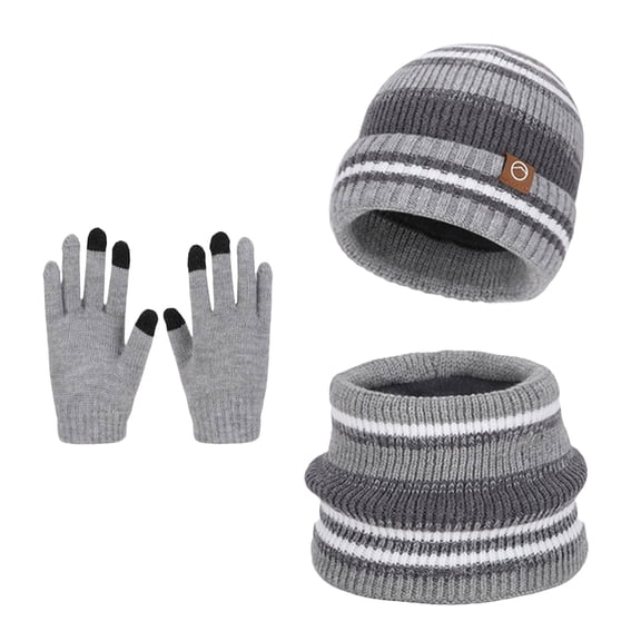 Splozh Toddler Beanie Baby Boys Girls Winter Hat Scarf Gloves Set Knit Hat Fleece Lined for Child Grey,4-10 Years