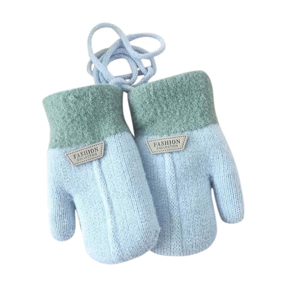 Splozh Winter Mittens for Toddler Mittens for Baby Snow Gloves for Kids Girls Boys Winter Snow Ski Gloves Kintted Warm and Soft Gloves Light blue,S