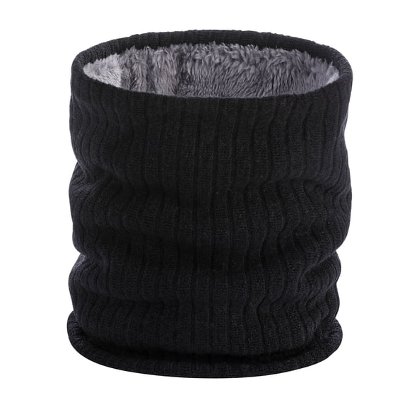 Splozh Winter Neck Gaiter Scarf Winter Double Layer Neck Warmer Knit Fleece Lined Circle Loop Scarves Gifts Black,One Size