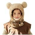 thumbnail image 1 of Splozh Winter Scarf Toddler Children Windproof Warm Wool Winter Hat Scarf Integrated Warmth Khaki,One Size, 1 of 3