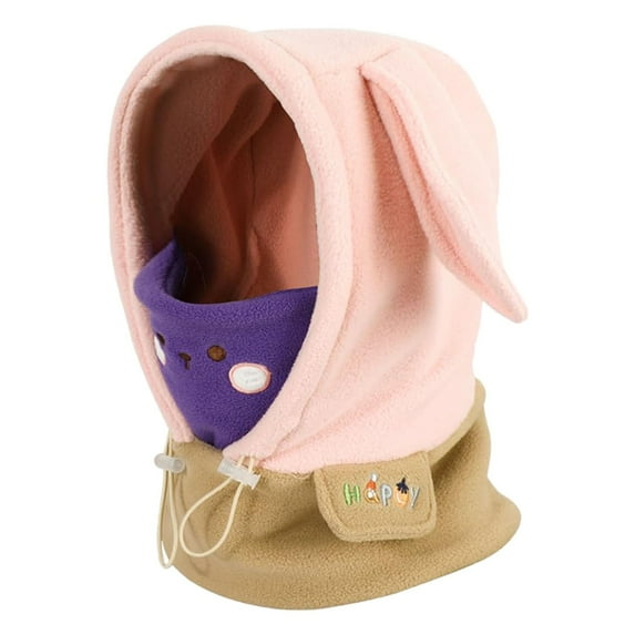 Splozh Scarf for Girls Children Multifunctional Windproof Warm Wool Winter Hat Scarf Integrated Warmth Pink,One Size