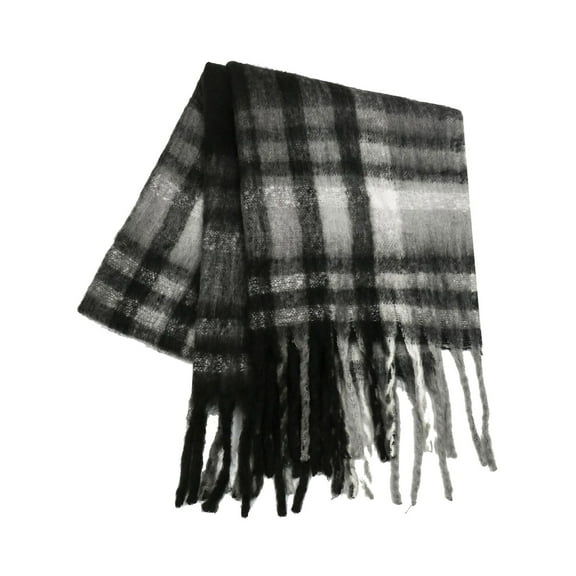 Splozh Winter Scarfs for Women, Soft Cozy 2025 New Checkerboard Scarf for Women Thickened Warm with Tassel Autumn/Winter Trendy Grey,One Size