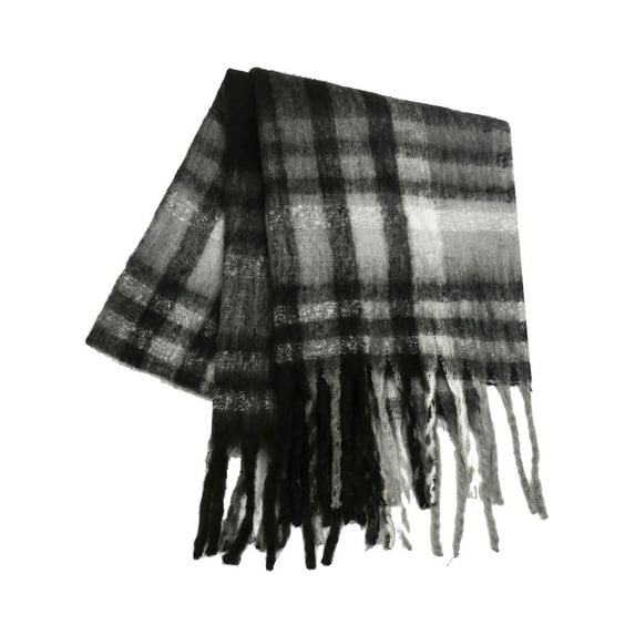 Splozh Winter Scarfs for Women, Soft Cozy 2025 New Checkerboard Scarf for Women Thickened Warm with Tassel Autumn/Winter Trendy Grey,One Size