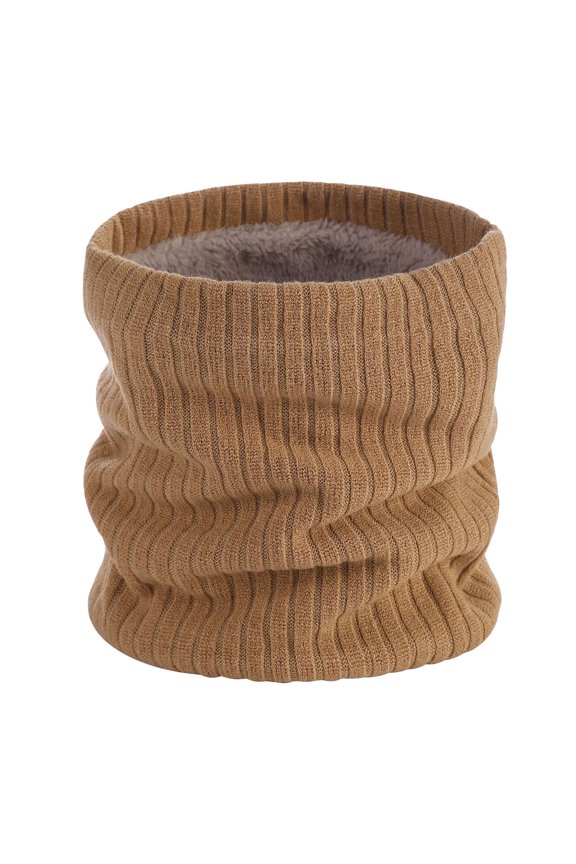 Winter Ski Neck Warmer Scarf Winter Double Layer Neck Warmer Knit Fleece Lined Circle Loop Scarves Gifts Khaki,One Size